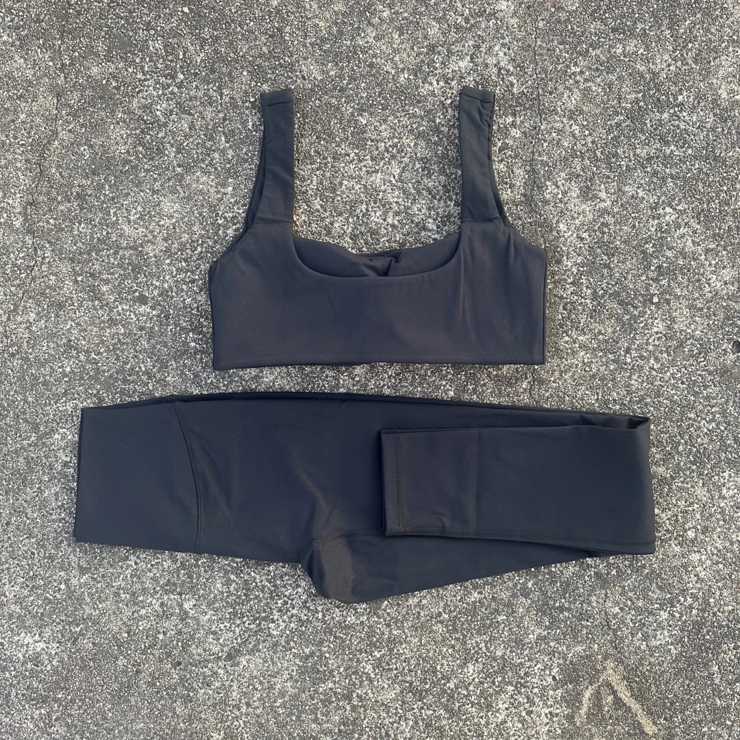 Solid Color Soft Women Gym Yoga Set Sexy Back Hollow Out Gym Bra+High Waist Sport Yoga Leggings 2pc Tight Sportwear Workout Wear
