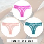 3Pcs/set Lace Thongs Women Floral G-string Underwear Trendy Letter T-Back Underpants Sexy Low Waist Bikini Panties Ladies Panty