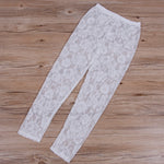 Women Summer Sheer Lace Capris Elastic High Waist Bodycon Cropped Pants Bottoms Sexy Club Beach Cover-ups Leggings