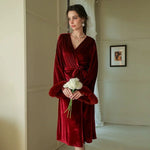 New Bride Wedding Robe Gown Women Velour Sleepwear Luxury Feather Kimono Bridesmaid Team Velvet Bathrobe Long Nightwear