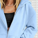 Long Sleeve Oversized Sweatshirt Women Zip Up Hoodies Fall Fleece Jackets with Pockets Casual Workout Outfits