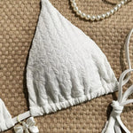 Yellow Halter String Triangle Micro Bikini Thong Solid Swimwears Bow Pearl Sexy Swimsuit Women Bathing Suit Bikinis Sets 2026