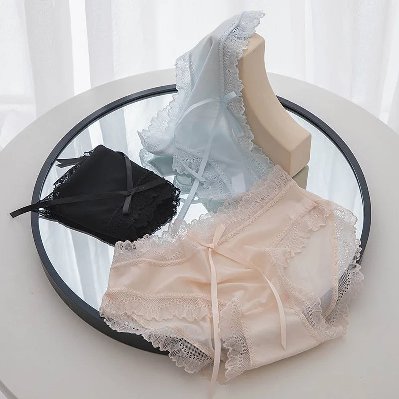 1Pcs Sexy Lace Panties Cotton Women's Underwear Fashion Invisible Comfort Briefs Mid Waist Seamless Underwear Lingerie L-XL