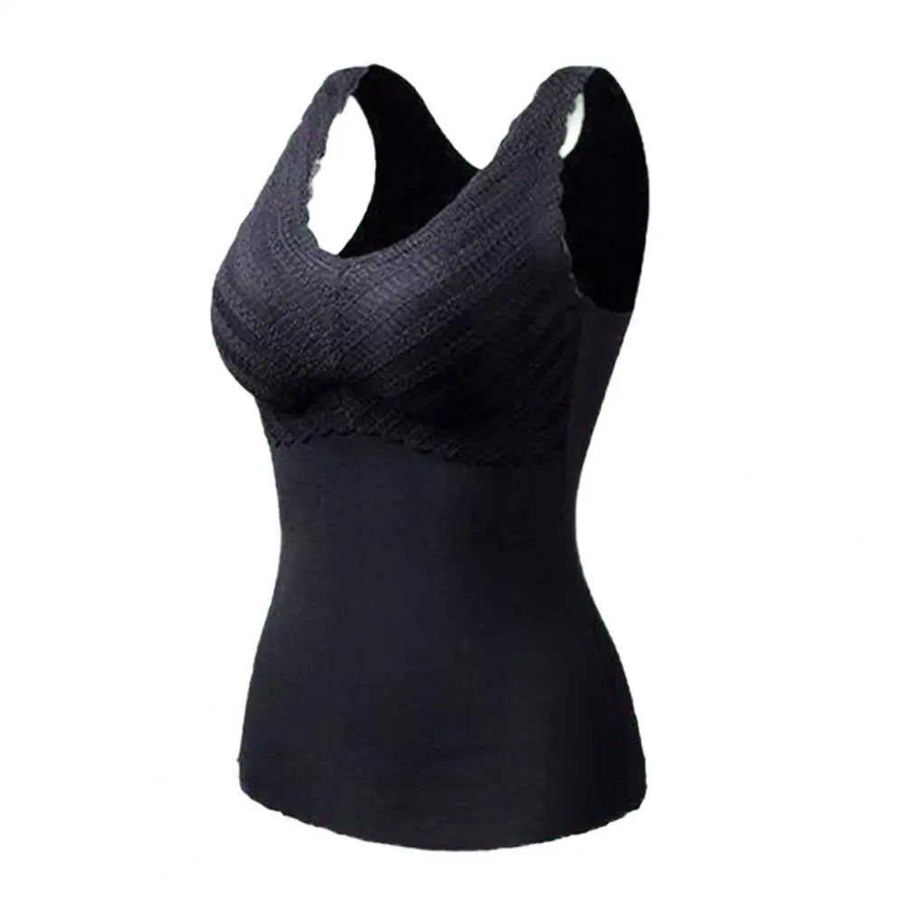 Seamless Velvet Lining Thermal Vest V-Neck Sleeveless Chest Pad Underwear Vest Autumn Winter Warm Bottom Vest