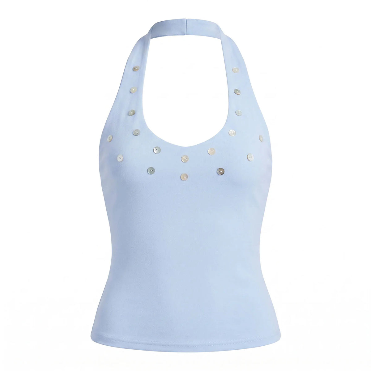 Summer Women's Button Front Decor Halter Tops Sleeveless Tank Tops Solid Color Slim Fit Vest Summer Daily Casual Gothic Sexy