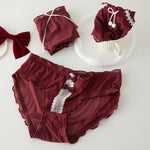 Lace Panties Women Underwear L-XL Low-Rise Briefs Sexy Underpants Lace Solid Color Panties Comfy Lingerie