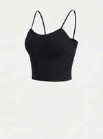 Women's Wireless Bra No Pad Camisole Top Solid Color Sweetheart Neck Fine Strap Lounge Wear M022