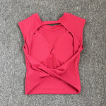 Summer Sexy Short Backless Sports T-Shirt Women's Tight Training Long Sleeve Yoga Top Fixed Chest Pad Fitness Vest
