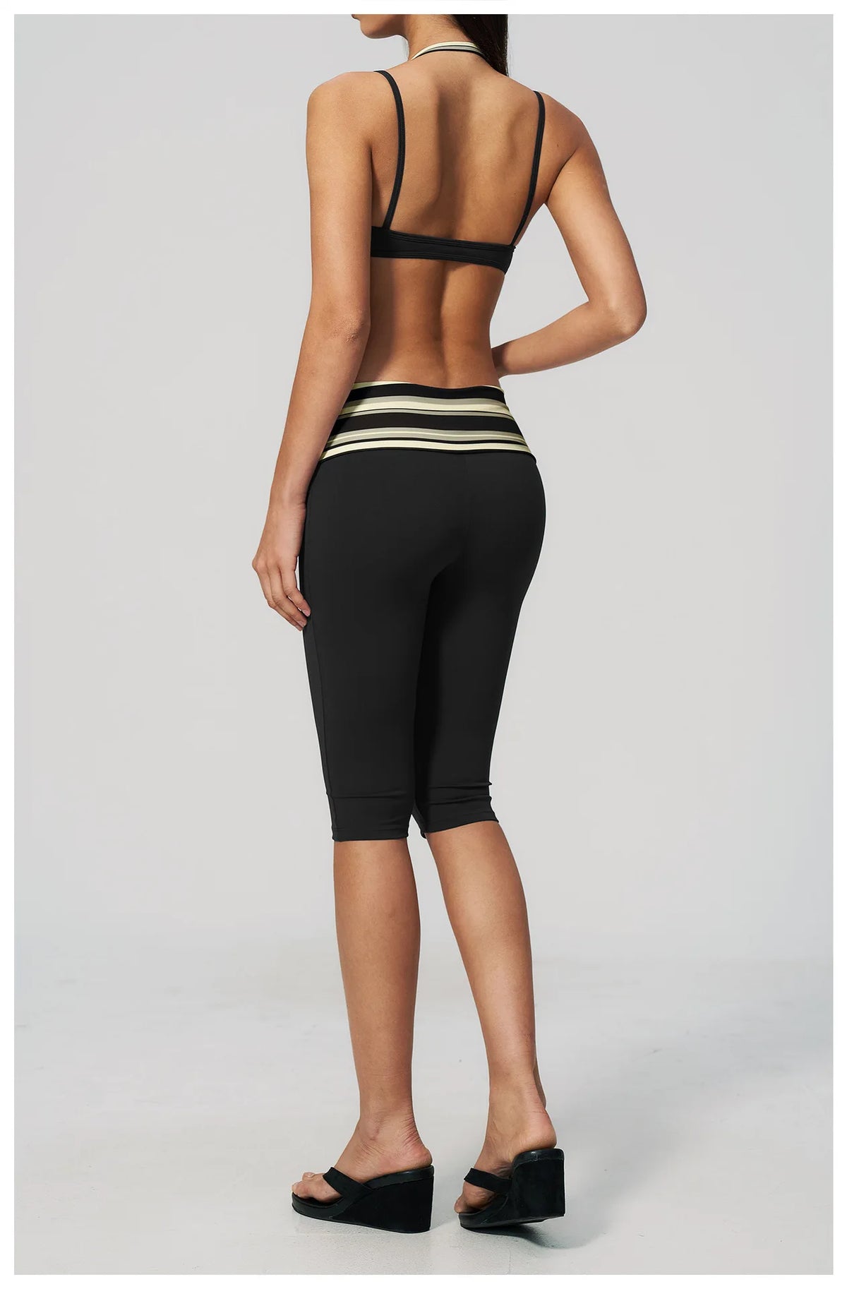Summer Polka Dot Yoga Sets Women Hanging Neck Shockproof Sports Bra Fitness Suit Folding High Waist Mid Pants Gym Tracksuit
