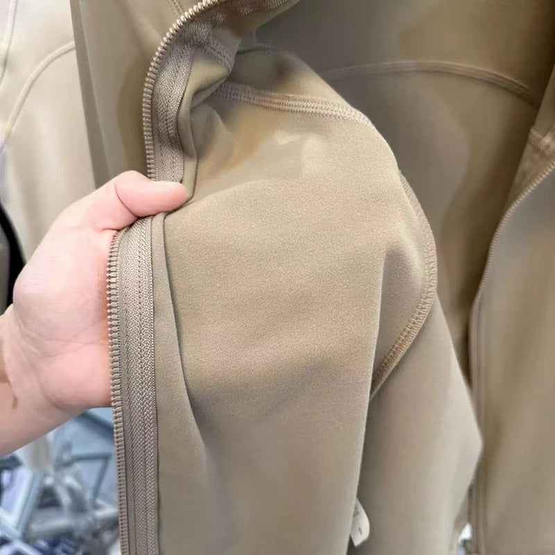 Women's High-End Velvet Yoga Jacket Stand Collar Long Sleeve Fitness Running Training Top for Autumn Winter Sports