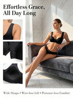 Sexy Black Set Front clasp Wireless Lace Bra Panty Set Full Coverage Bralette Briefs Set Comfort Lingerie Set B2360