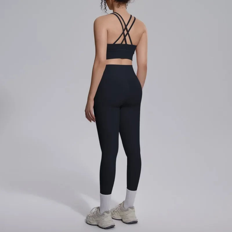 Women's Yoga Set Sports Fitness Running Beautiful Back Slim Fit Bra Hip-lifting High Waist Pants Workout Training Gym Suits