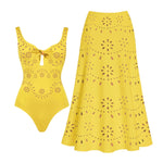 2Pcs Printed Swimsuit Women Sexy Swimwear New Bikini With Long Skirt Female Biquini Push Up Swim Suit Bodysuit Beachwear CoverUp
