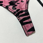 Toucheart Erotic Lingerie Leopard Print 5-piece Set with Gloves and Stockings Tie-dye Printed Sexy Hot Lingerie Suit for Women