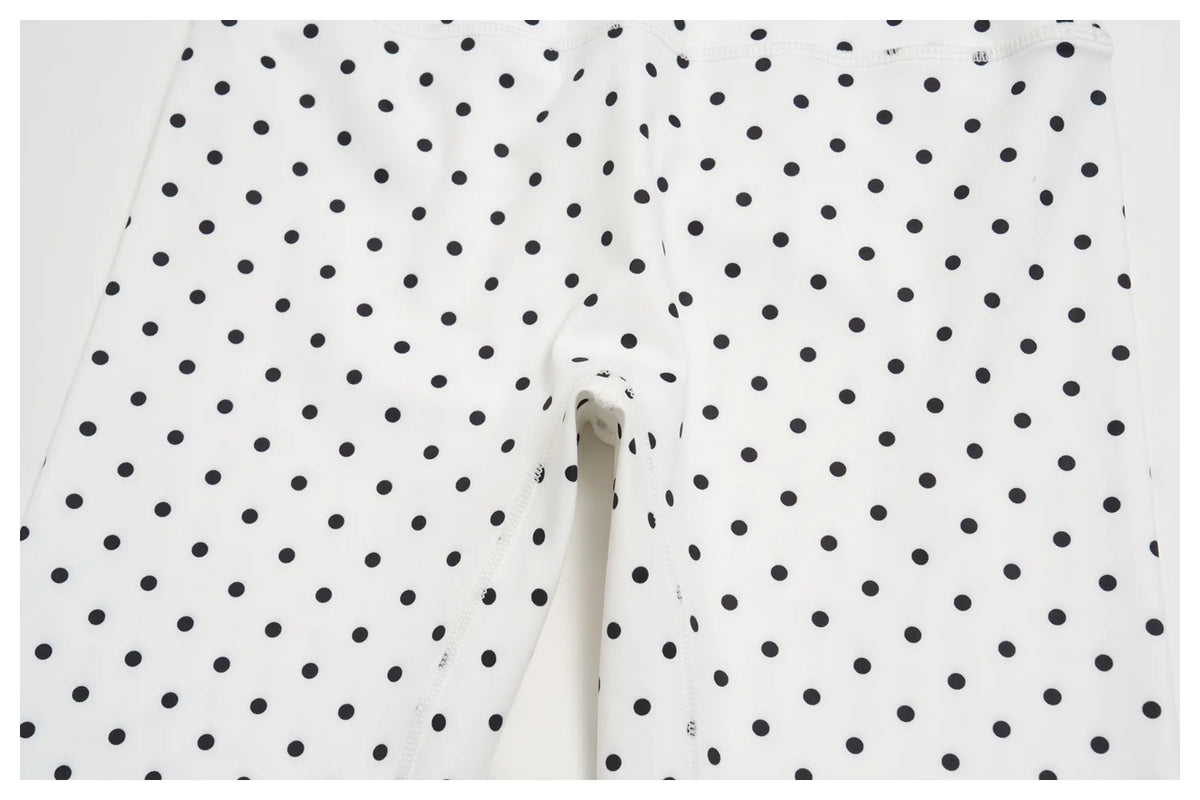 New Summer Women White Polka Dot Print Yoga Sets Hanging Neck Slim Sport Vest High Waist Mid Pants Gym Two-piece Workout Clothes