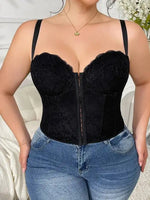 New Plus Size Sexy Push-Up Versatile Bra Lace Fishbone Bralette Camisole Backless Deep V Suspenders Sleeveless Elegant Vest FGDY