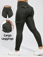 1/2 Pcs Women's Fitness Pants: High-Waisted Flared Cargo Pants With Pockets, Shaping and Tummy-Control Fitness Pants.