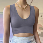 Deep V-Neck Crop Top 18 Colors Slim Fit Tank Stretchy Sleeveless Crop Vest Casual Ribbed Knit Top Low Cut Summer Camisole M-XL