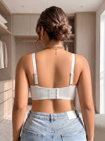 Thin Lace Underwire Plus Size Bra Women White Mesh Embroidery Lightweight Breathable Full Coverage Sheer Lingerie MR2936