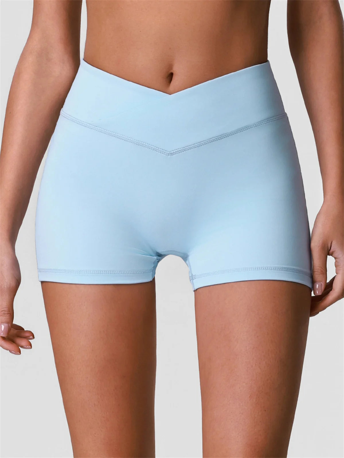 Outdoor Running Yoga Shorts Women Summer Crossed V Waist Hip Lifting Fitness Tight Sports Pants Quick Drying Gym Fitness Shorts