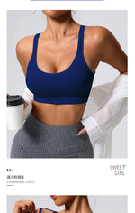 Color-blocked Yoga Top with Cross-straps Yoga Bra Stretchy Comfortable Breathable Sports Vest Wire-free Bra