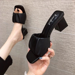 Fashion Strange Style Women Slippers Square Open Toe Slippers Slip on Slides Summers Beach Shoes Woman Heels Zapatillas Mujer
