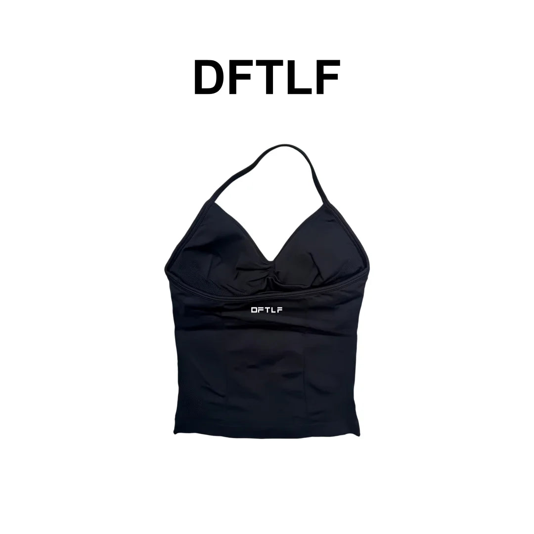 DFTLF Impact Longline Strappy Top Sports Yoga Vest Women Fitness Tank Top Gym Beautiful Open Back Bra Running Workout Halter