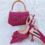 Doershow African fashion Italian Shoes And Bag Sets For Evening Party With Stones green Italian Handbags Match Bags! HFG1-3