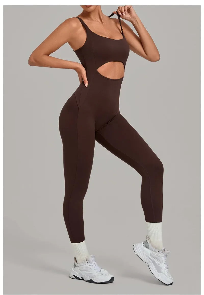 Women's Seamless Yoga Jumpsuits Sports Gym Fitness Backless Sleeveless Hip-lifting Pants One-piece Training Workout Bodysuits