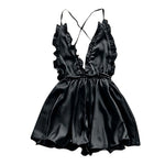 Sexy Lingerie Women's Sexy Dress With Wooden Ear Edge Deep V Neck Neck Tie Backless Sexy Lingerie Set 3x