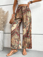 Women's 2026 Summer Versatile Printed Elastic Waist Wide Leg Pants
