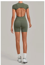 Women's Seamless Yoga Sets Sports Fitness Workout Hip-lifting High Waist Shorts Backless Short-sleeve Vest Suit Gym Training Set