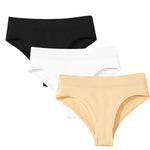 3Pcs/Set High Rise Briefs Women Classic Panties Female Underpants Solid Color Panty Plus Size Underwear Sexy Lingerie S-3XL