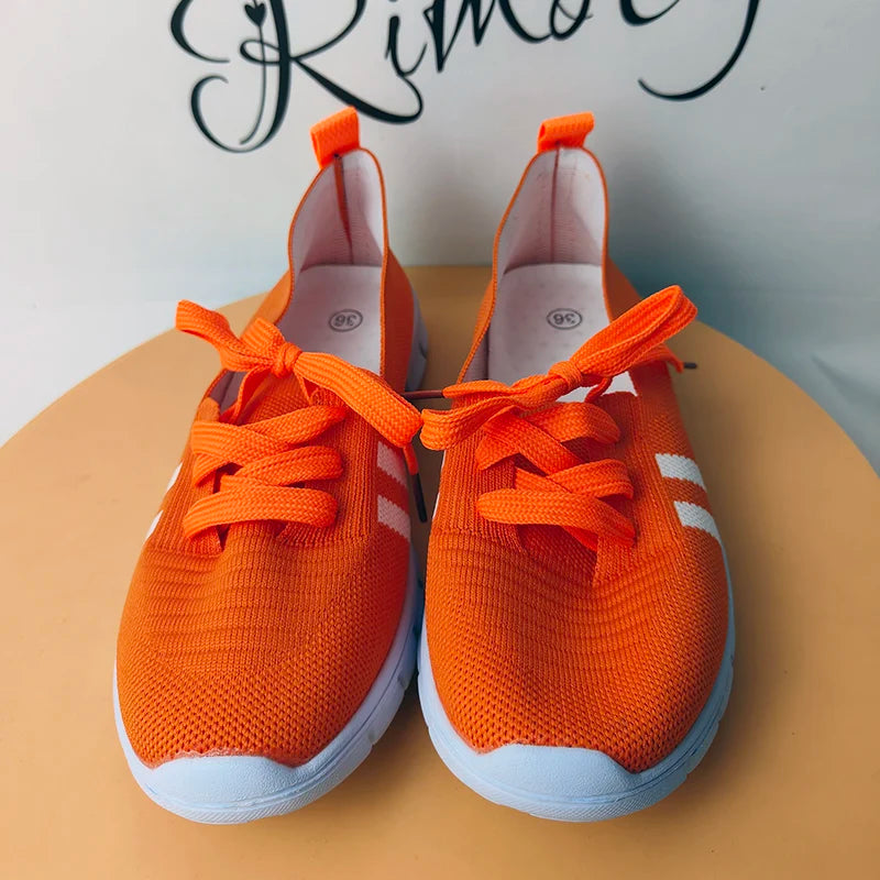 Fashion Striped Knitted Flats Women 2025 Summer Soft Sole Non Slip Walking Shoes Woman Plus Size 36-43 Low Heel Loafer Female