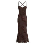 Sexy Backless Cross-cutout Strap Dress For Women Heavy-duty Fishbone Steel Support Slim-fit Jacquard Gown Fishtail Long CAUP