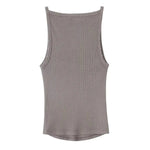 Women's Fashion Halter Neck Top Solid Color Round Neck Women Ribbed Slim Fit Wide Strap Sleeveless Top Casual Basic Tops WCQ7