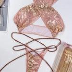 Snake Skin Mini Micro Thong Bikini Women Swimwear Female Swimsuit Two Pieces Bikini Set Halter Wrap Around Bathing Suit Swim