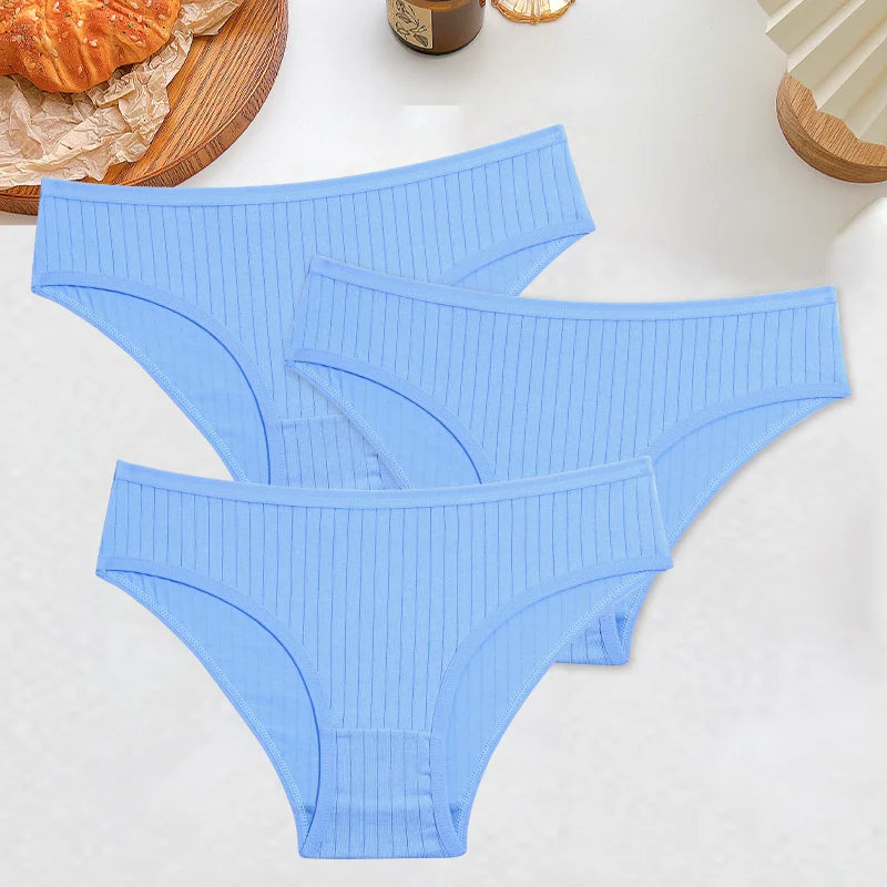 3PCS Women's Cotton Briefs Panties Female Sexy Low Waist Underwear M-XL Breathable Panty Girls Comfortable Intimates Lingerie