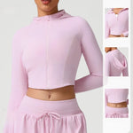 Women's Seamless Yoga Top Zipper Long-sleeved Sports Jacket Outdoor Fitness Gym Casual Top