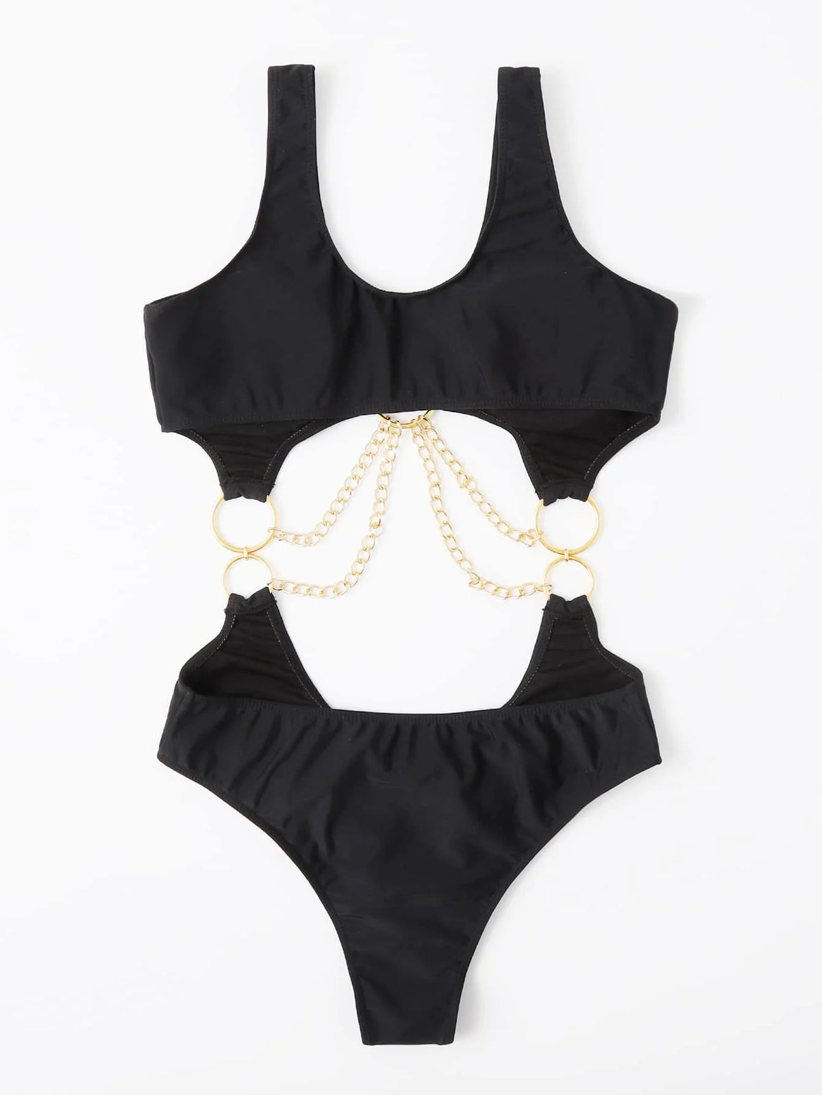 Cut-out Chain Linked One Piece Swimsuit Monokini Swimwear Women 2025 Bathers Padded Beachwear Bathing Swimming Suit Summer