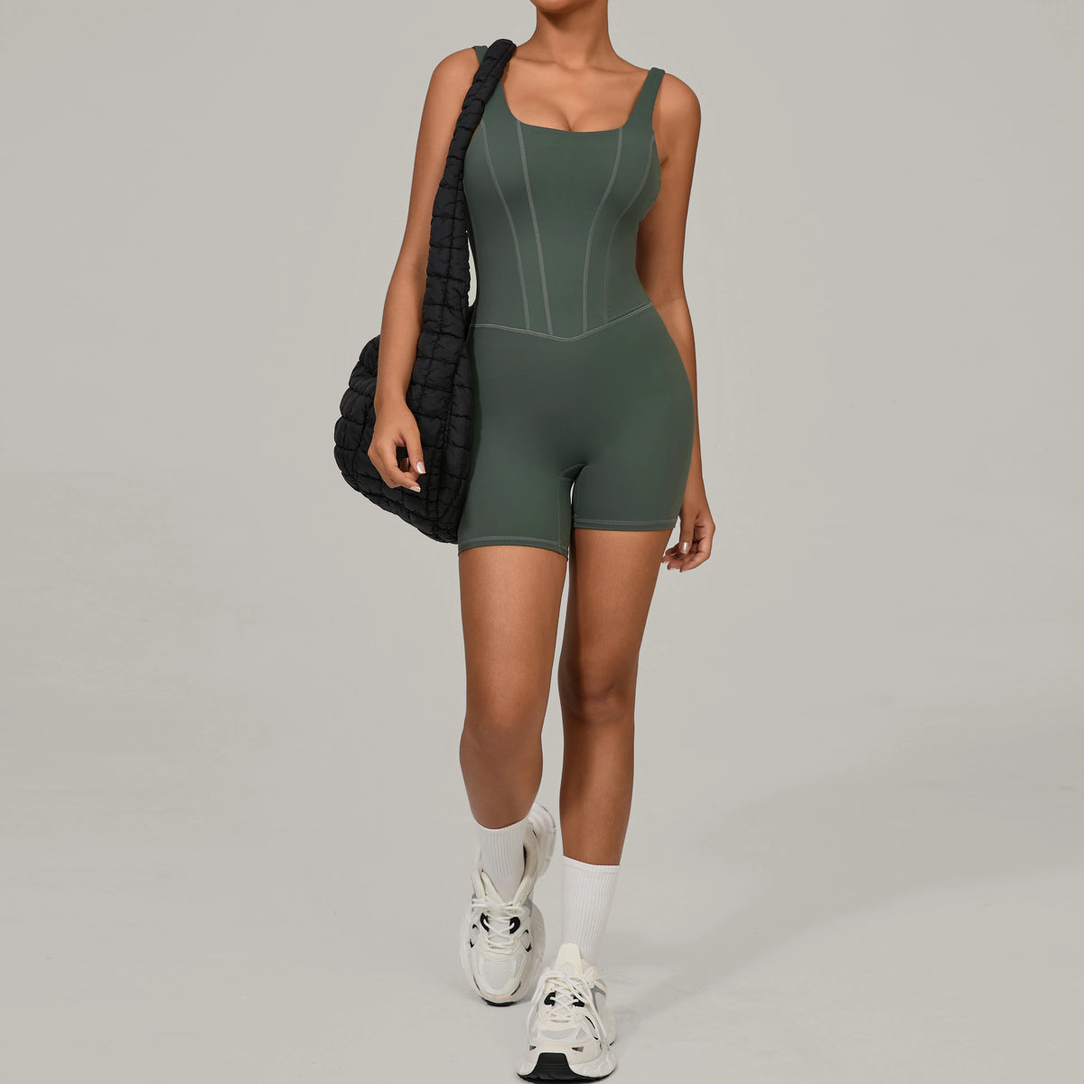 Padded Sports Jumpsuit Short Women Yoga Sets Gym Bodysuits Sexy Backless Fitness Jumpsuits Female Push Up Workout Overalls
