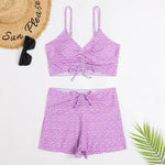 High Waist Bikini Swimsuit Women 2024 Floral Print Swim Suits Drawstring Front Shorts Boxers Swimwear Trunks Pool Bathing Suit