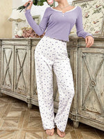 Women SleepwearLong Sleeve T-shirt with Long Trouses Set Autumn Winter Pajamas Set Homewear Femme Loungewear