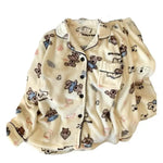 Plus Size Fluffy Winter Pajamas Women's Home Clothes Set Thickened Warmth Sleepwear with Running Dogs Design Cozy Indoor Suit