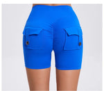 Women's Peach Lifting Yoga Shorts - High Waisted Stretchy Workout Shorts with Button Quick-Dry Tummy Control for Running Fitness