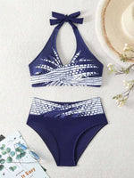 New Women High Waisted Halter Bikini Set Modest Triangle Tummy Control Swimwear Hot Spring Beach Vacation Summer Panties Sets