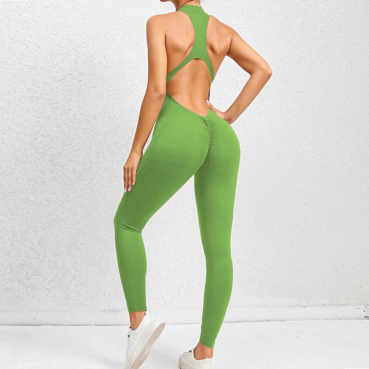 2026 Pad Sleeveless Deep V Exercise Gym Yoga Set One Piece Jumpsuit Women Sport Workout Fitness Scrunch Shorts Active Wear XP301