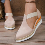 Women Closed Toe Wedge Sandals Summer Fashion Solid Color Pointed Elastic Band Elegant Comfortable Sandals for Women
