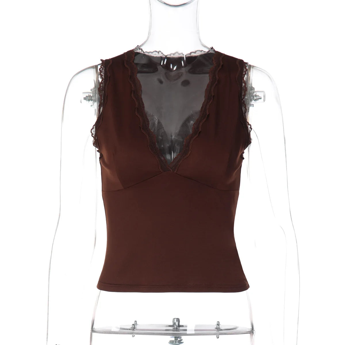 FDYOUI Deep V-neck Sleeveless Tank Tops Y2K Woman Clothes 2026 Summer Lace Patchwork T-shirt Girls Slim Corset Top Streetwear