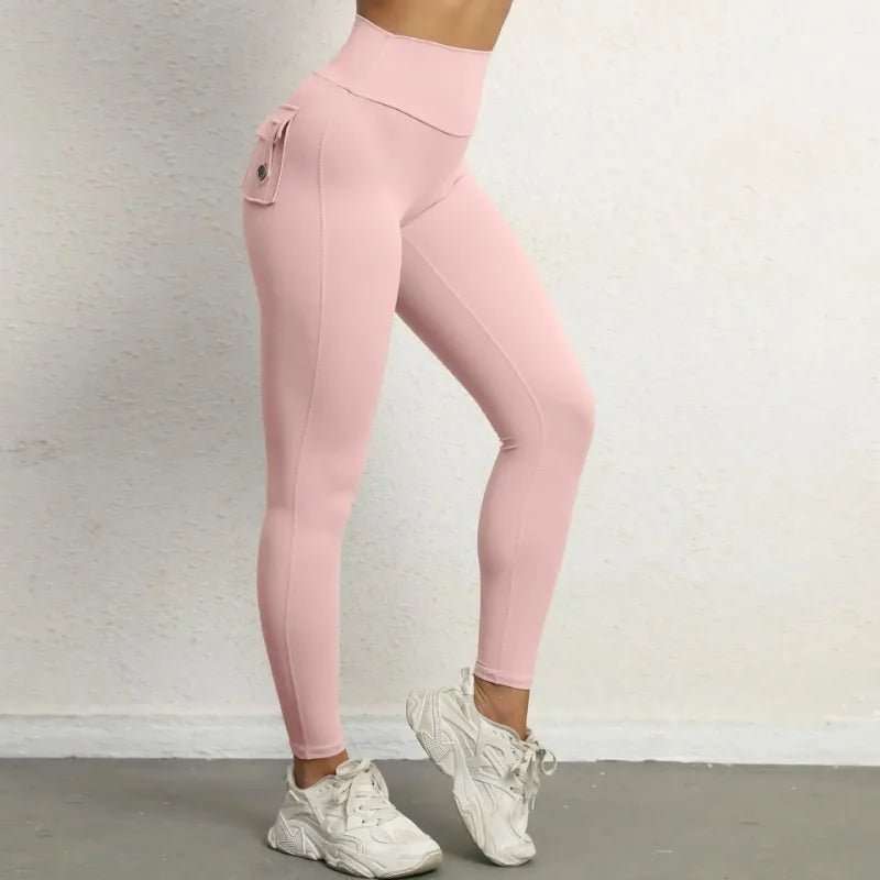 Women's Seamless Yoga Leggings Pants Sports Fitness Peach Hip-lifting Workwear Pocket Tight Trousers Workout Gym Leggings